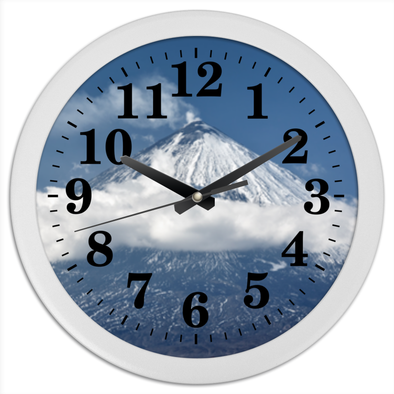 Printio Часы круглые из пластика Камчатка, осенний пейзаж, извержение вулкана printio футболка классическая камчатка осенний пейзаж извержение вулкана