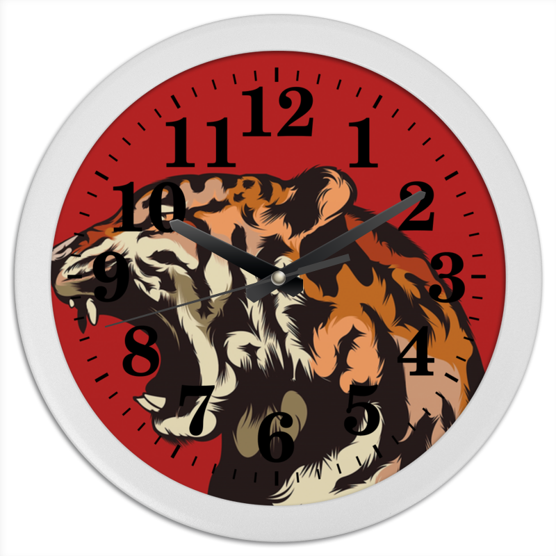Printio Часы круглые из пластика Тигр арт