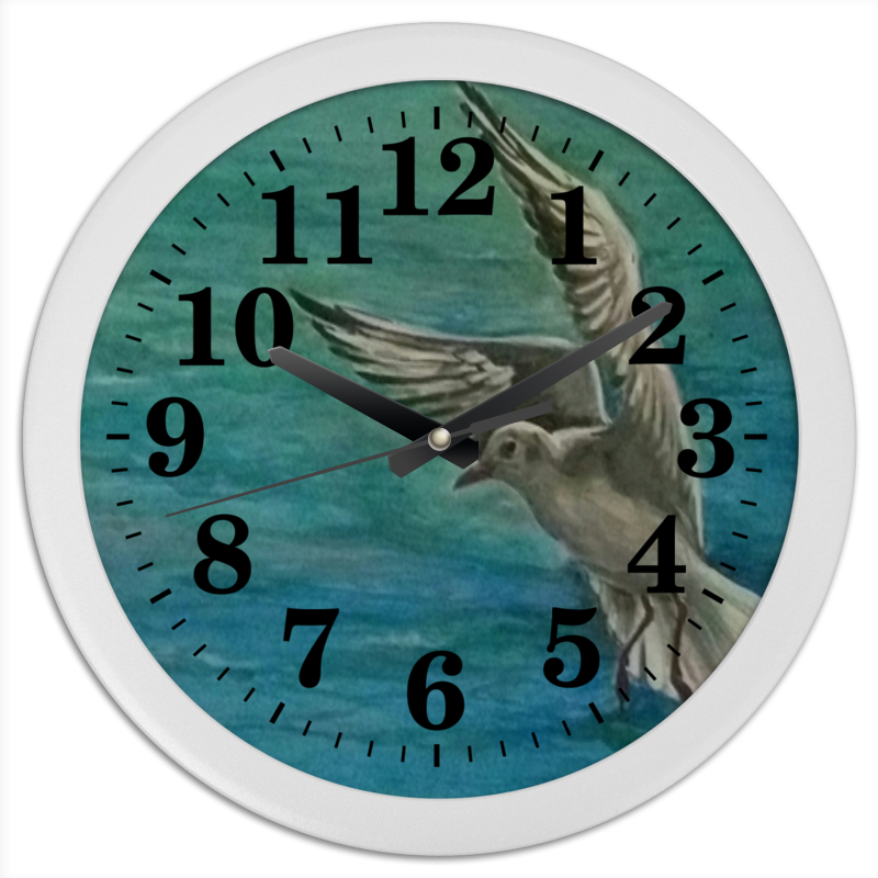 Printio Часы круглые из пластика Чайка грей ронда вольная птица