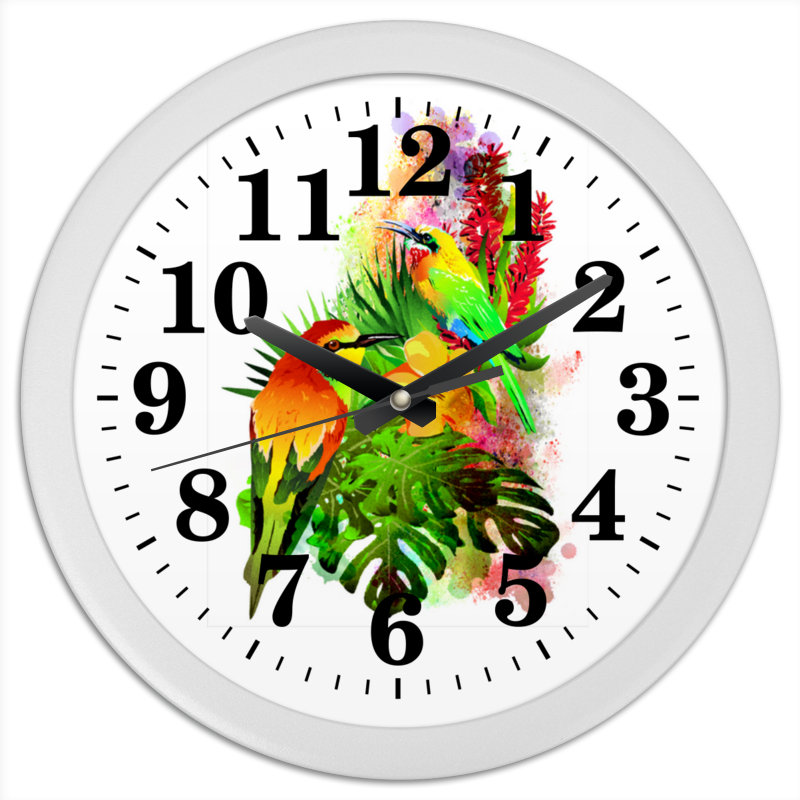 Printio Часы круглые из пластика Тропические птицы от зорго арт. пазлы из дерева тропические птицы детская логика