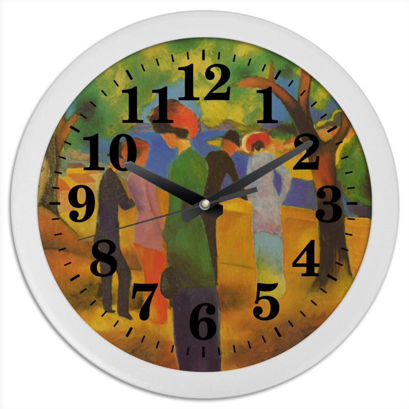 Printio Часы круглые из пластика Дама в зелёном жакете (август маке) printio часы квадратные из пластика под дерево дама в зелёном жакете август маке