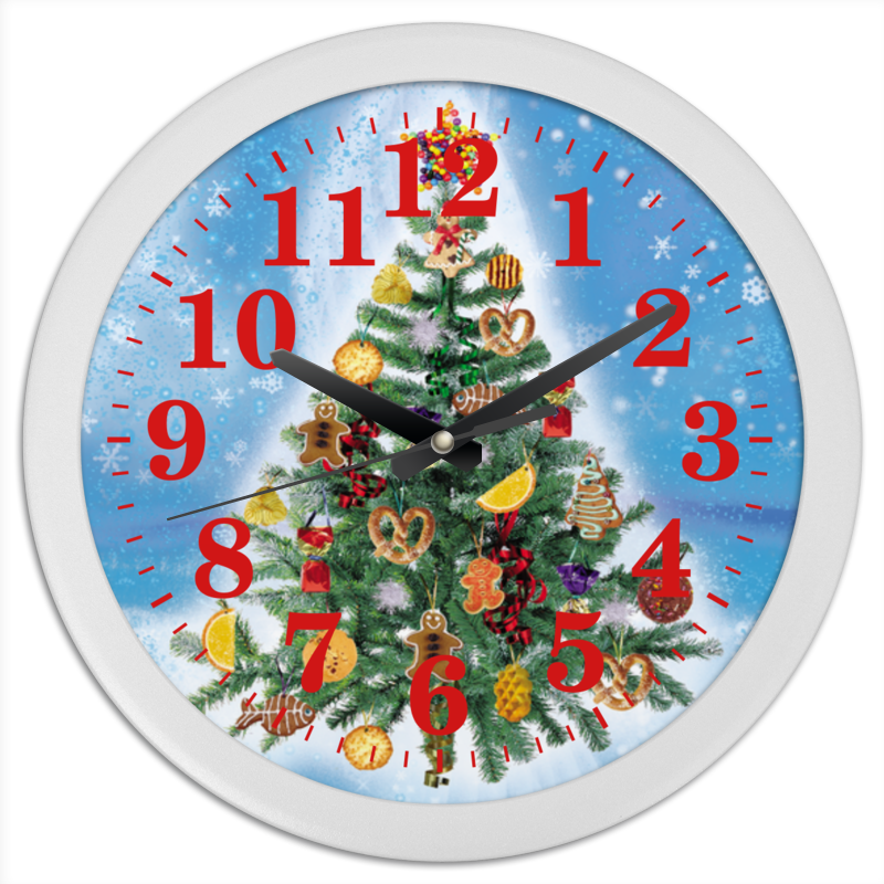printio часы круглые из пластика новогодняя елка 2 Printio Часы круглые из пластика Новогодняя елка (1)