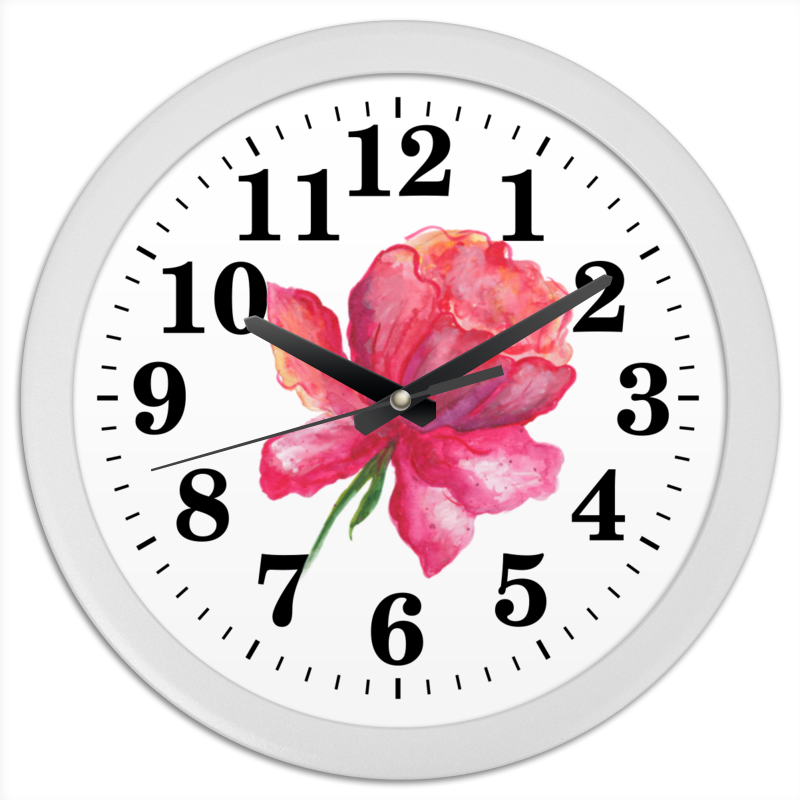 Printio Часы круглые из пластика Пышный пион нежный цветок
