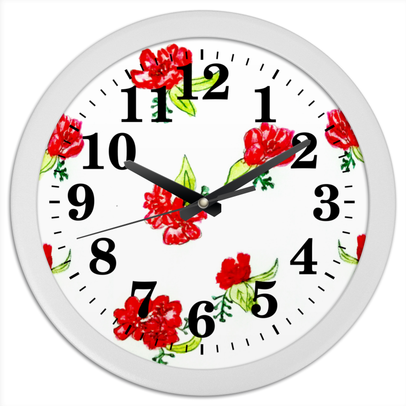 Printio Часы круглые из пластика Часы красные цветы