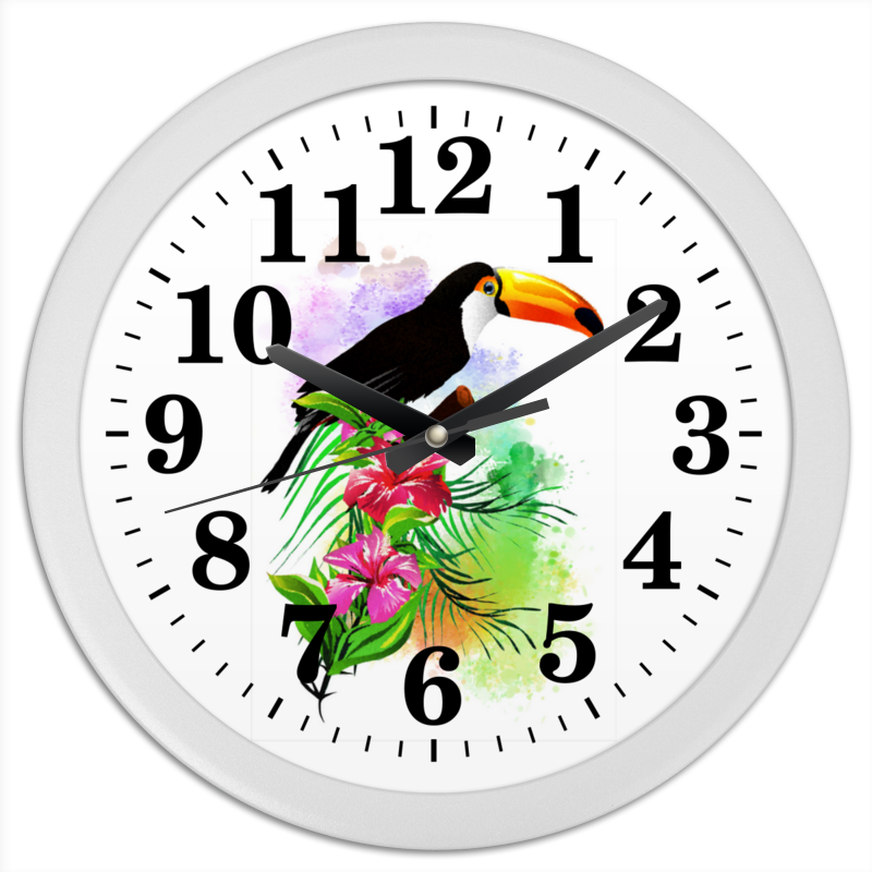 Printio Часы круглые из пластика Тропические птицы от зорго арт.