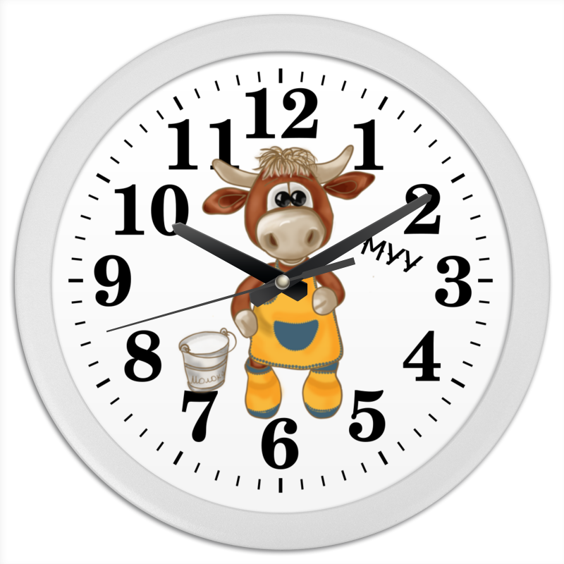 Printio Часы круглые из пластика Корова с ведром молока printio часы круглые из пластика корова с ведром молока