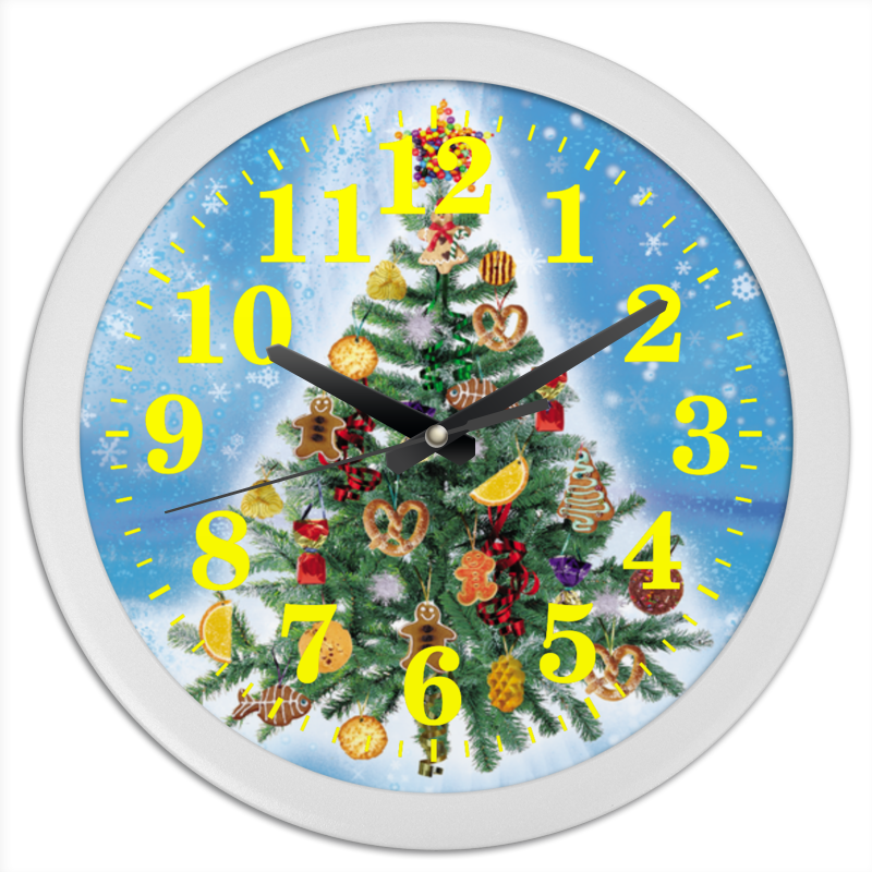 printio часы круглые из пластика новогодняя елка 2 Printio Часы круглые из пластика Новогодняя елка (2)