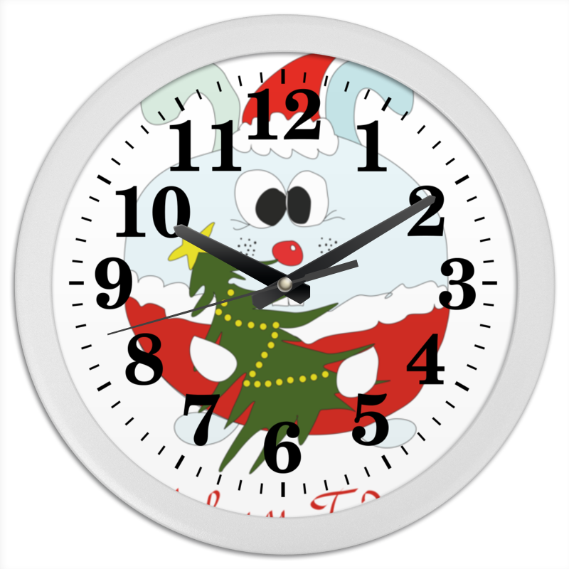 Printio Часы круглые из пластика Новогодний заяц