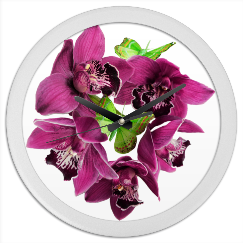 Printio Часы круглые из пластика Орхидеи и бабочки