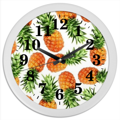 Заказать часы для офиса в Москве. Часы круглые из пластика ананас от Gazimpa - готовые дизайны и нанесение принтов.