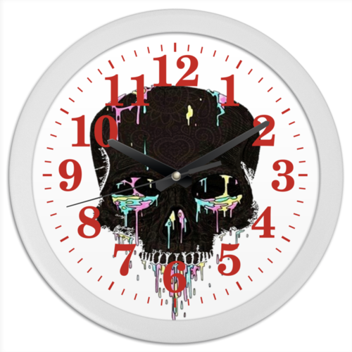 Заказать часы для офиса в Москве. Часы круглые из пластика Череп.  от Антон Пак - готовые дизайны и нанесение принтов.