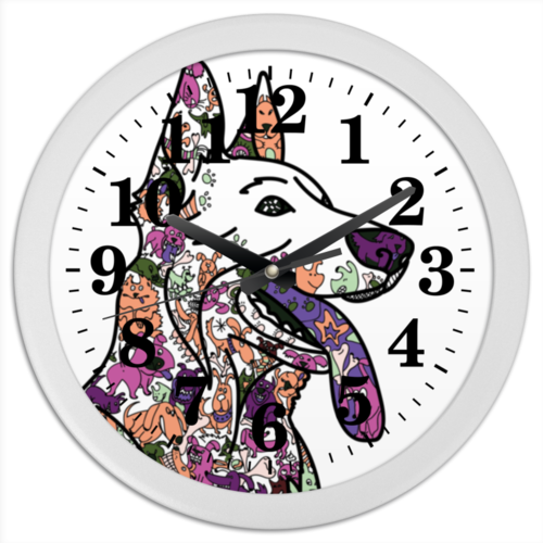 Заказать часы для офиса в Москве. Часы круглые из пластика забавные собаки от Игма - готовые дизайны и нанесение принтов.