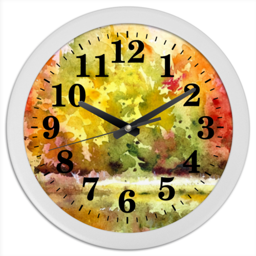 Заказать часы для офиса в Москве. Часы круглые из пластика Осенний лес от Ксения Соломатина - готовые дизайны и нанесение принтов.