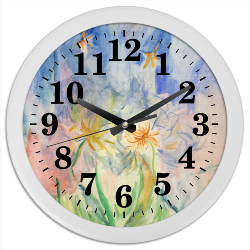 Заказать часы для офиса в Москве. Часы круглые из пластика Часы "Watercolor" от kate_p - готовые дизайны и нанесение принтов.