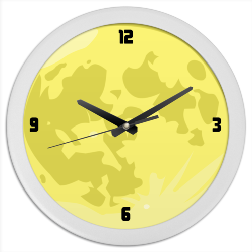 Заказать часы для офиса в Москве. Часы круглые из пластика Желтая луна от daniletcart@yandex.ru - готовые дизайны и нанесение принтов.