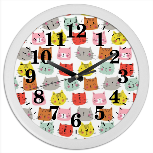 Заказать часы для офиса в Москве. Часы круглые из пластика cat art от Gazimpa - готовые дизайны и нанесение принтов.