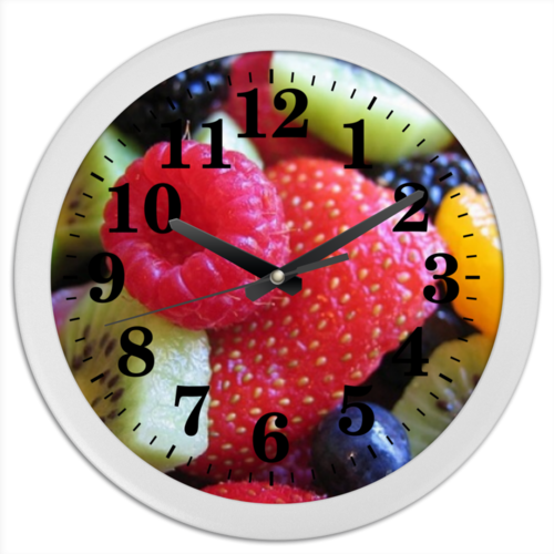 Заказать часы для офиса в Москве. Часы круглые из пластика Фруктики от Катерина Ерофеева - готовые дизайны и нанесение принтов.