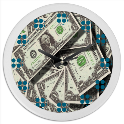 Заказать часы для офиса в Москве. Часы круглые из пластика Доллар от Ольга Лебедева - готовые дизайны и нанесение принтов.
