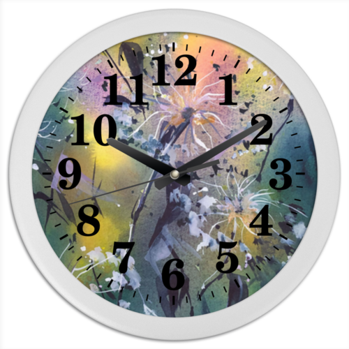 Заказать часы для офиса в Москве. Часы круглые из пластика Зимние цветы от Ксения Соломатина - готовые дизайны и нанесение принтов.
