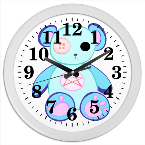Заказать часы для офиса в Москве. Часы круглые из пластика Мишка от Дана Столыпина - готовые дизайны и нанесение принтов.