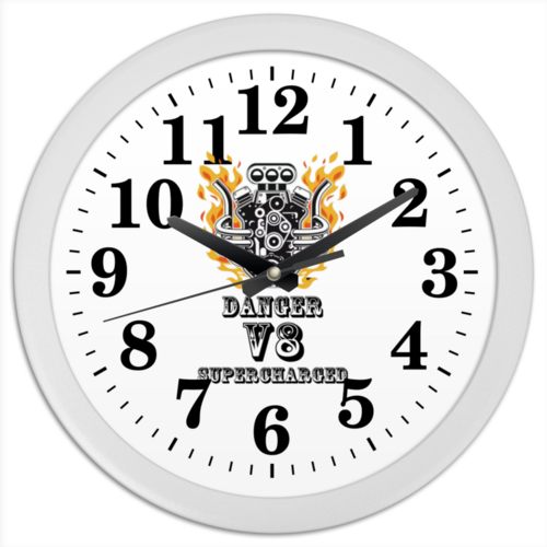Заказать часы для офиса в Москве. Часы круглые из пластика  Danger V8 SuperСharged от TheAndarz  - готовые дизайны и нанесение принтов.