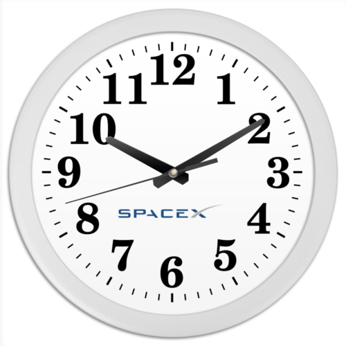 Заказать часы для офиса в Москве. Часы круглые из пластика SpaceX от The Spaceway  - готовые дизайны и нанесение принтов.