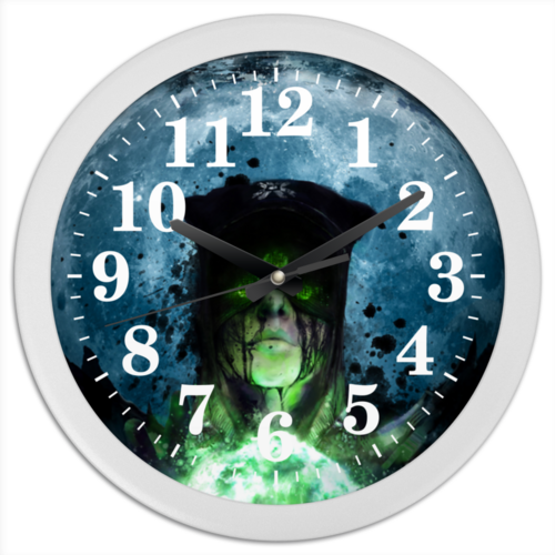 Заказать часы для офиса в Москве. Часы круглые из пластика Колдунья от Дана Столыпина - готовые дизайны и нанесение принтов.