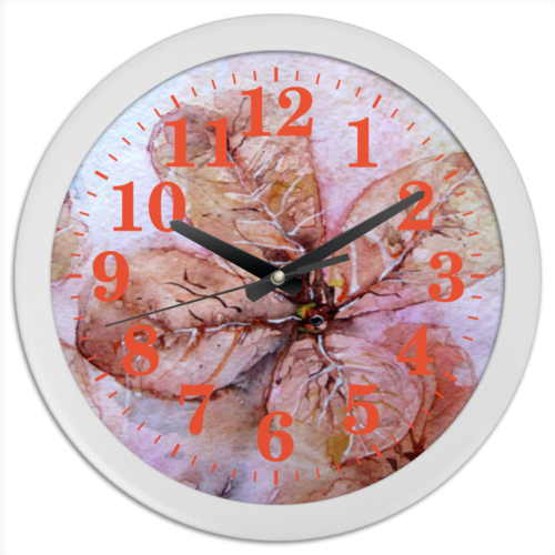 Заказать часы для офиса в Москве. Часы круглые из пластика Прозрачный осенний цветок от Anna Lomachenko - готовые дизайны и нанесение принтов.