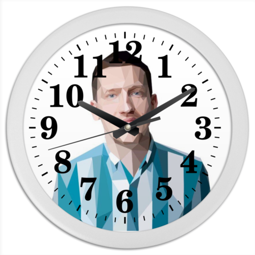 Заказать часы для офиса в Москве. Часы круглые из пластика Портрет по фото на часах от Николай Авраменко - готовые дизайны и нанесение принтов.