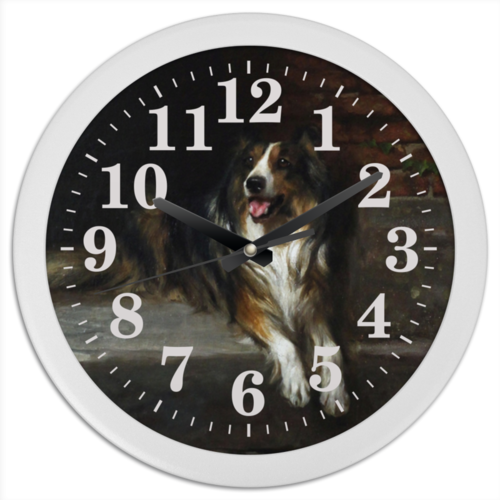 Заказать часы для офиса в Москве. Часы круглые из пластика Колли (картина Артура Вардля) от Apfelbaum - готовые дизайны и нанесение принтов.