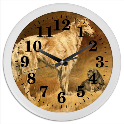 Заказать часы для офиса в Москве. Часы круглые из пластика Собаки от Apfelbaum - готовые дизайны и нанесение принтов.
