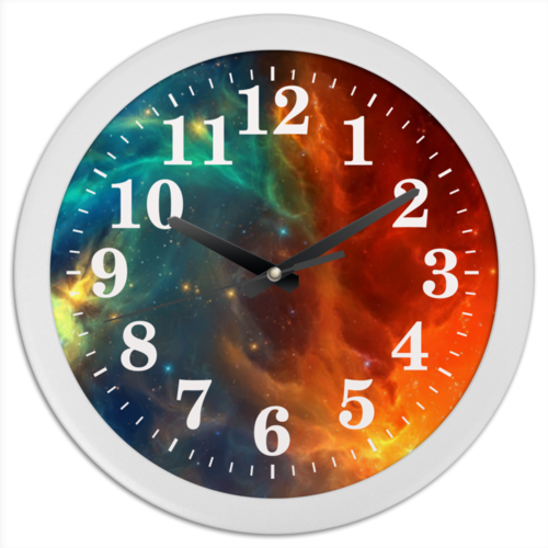 Заказать часы для офиса в Москве. Часы круглые из пластика Космическая туманность от Виктор Гришин - готовые дизайны и нанесение принтов.