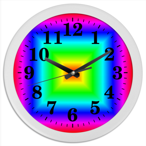 Заказать часы для офиса в Москве. Часы круглые из пластика Радуга от Лана  - готовые дизайны и нанесение принтов.
