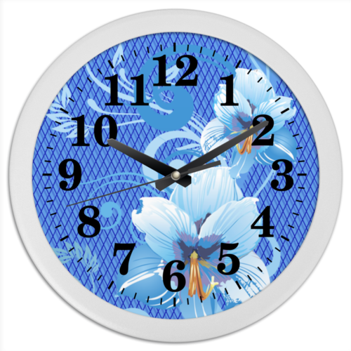 Заказать часы для офиса в Москве. Часы круглые из пластика Лилии от valezar - готовые дизайны и нанесение принтов.