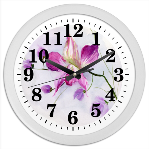 Заказать часы для офиса в Москве. Часы круглые из пластика Розовая орхидея от vnovi - готовые дизайны и нанесение принтов.
