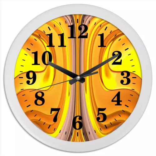 Заказать часы для офиса в Москве. Часы круглые из пластика Желтый струйчатый мотив от Alexey Evsyunin - готовые дизайны и нанесение принтов.