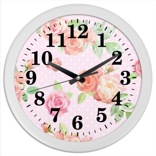 Заказать часы для офиса в Москве. Часы круглые из пластика flowers от Gazimpa - готовые дизайны и нанесение принтов.