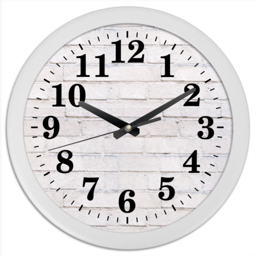 Заказать часы для офиса в Москве. Часы круглые из пластика Кирпичные от BeliySlon - готовые дизайны и нанесение принтов.