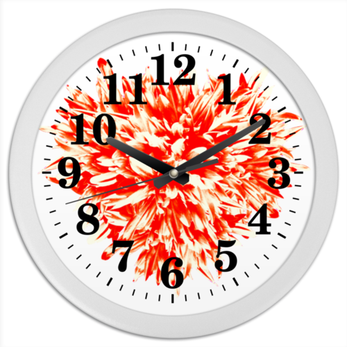 Заказать часы для офиса в Москве. Часы круглые из пластика Цветочный взрыв от Ольга Богуславская - готовые дизайны и нанесение принтов.