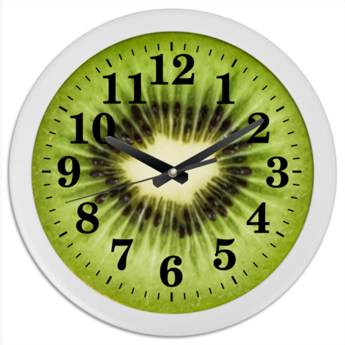 Заказать часы для офиса в Москве. Часы круглые из пластика Время киви от mironcrig@gmail.com - готовые дизайны и нанесение принтов.