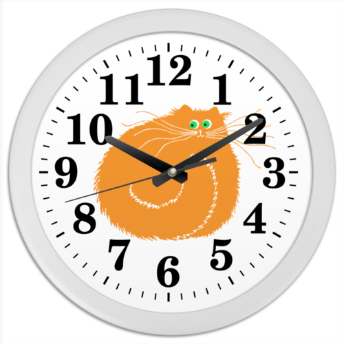 Заказать часы для офиса в Москве. Часы круглые из пластика котэ-часы от kuka-nina - готовые дизайны и нанесение принтов.