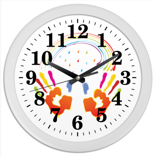 Заказать часы для офиса в Москве. Часы круглые из пластика Миру Мир! от Рисуя Добро - готовые дизайны и нанесение принтов.