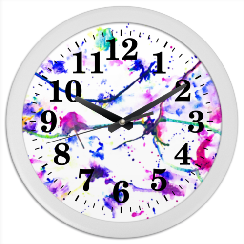 Заказать часы для офиса в Москве. Часы круглые из пластика Фиолетовое притяжение от Green-button - готовые дизайны и нанесение принтов.