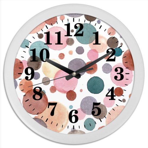Заказать часы для офиса в Москве. Часы круглые из пластика Акварельные от BeliySlon - готовые дизайны и нанесение принтов.