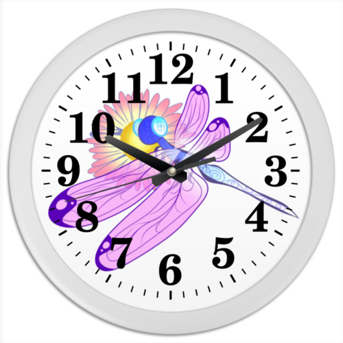 Заказать часы для офиса в Москве. Часы круглые из пластика Стрекоза от Дана Столыпина - готовые дизайны и нанесение принтов.