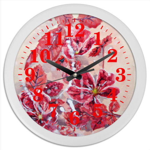 Заказать часы для офиса в Москве. Часы круглые из пластика Розовый шиповник от Anna Lomachenko - готовые дизайны и нанесение принтов.