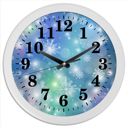 Заказать часы для офиса в Москве. Часы круглые из пластика Снежинка от Ирина - готовые дизайны и нанесение принтов.