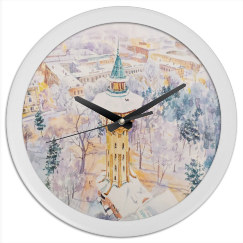 Заказать часы для офиса в Москве. Часы круглые из пластика Сказки снега от Марина Лысенко - готовые дизайны и нанесение принтов.