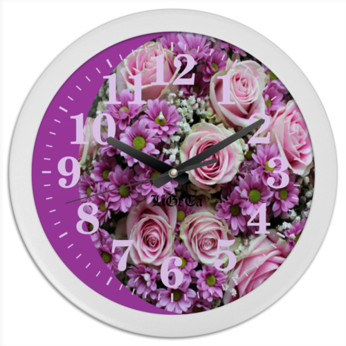 Заказать часы для офиса в Москве. Часы круглые из пластика цветы от jeka13@list.ru - готовые дизайны и нанесение принтов.