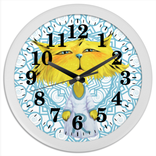 Заказать часы для офиса в Москве. Часы круглые из пластика Рысёнок от Margarita Nia - готовые дизайны и нанесение принтов.